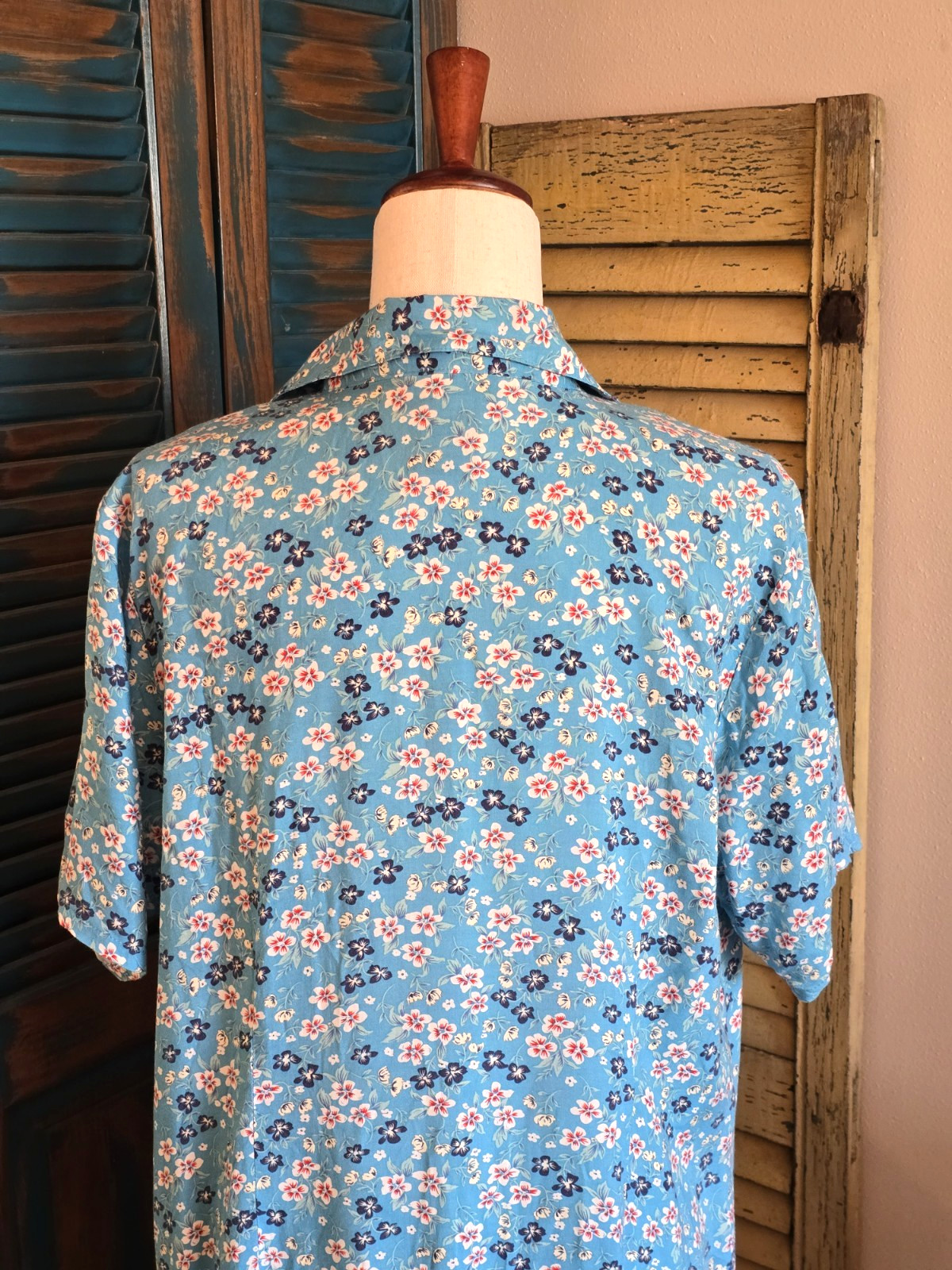 Denim & Co Ditsy Floral Full Button Front Rayon Maxi Dress 1X Blue Cottagecore