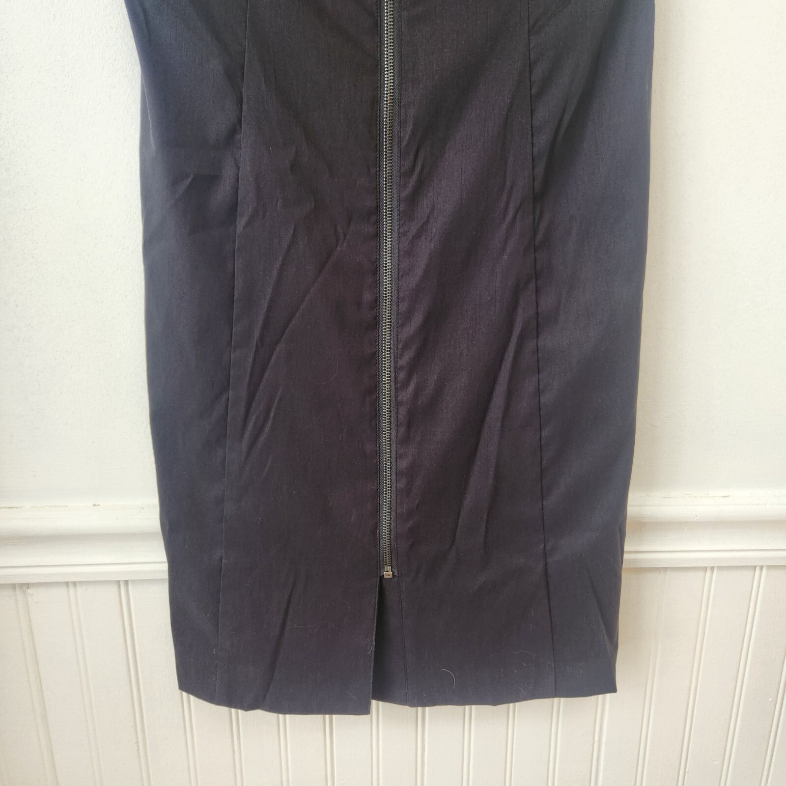 RARE Samuel Dong Black Ruffle Zipper Dress Fitted Sheath Pencil LBD Size M