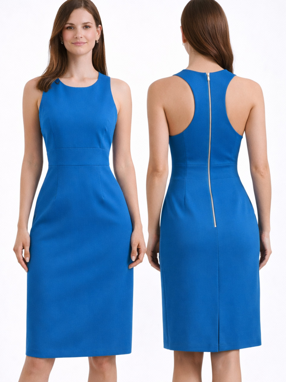 Trina Turk Robyn Blue Cocktail Sheath Dress Racerback Sleeveless Sz 8 NWT $278