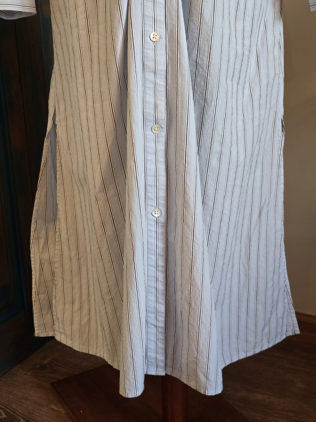 Rails Irie Hampton Stripe Twist Front Midi LS Shirt Dress Women L Blue Coastal