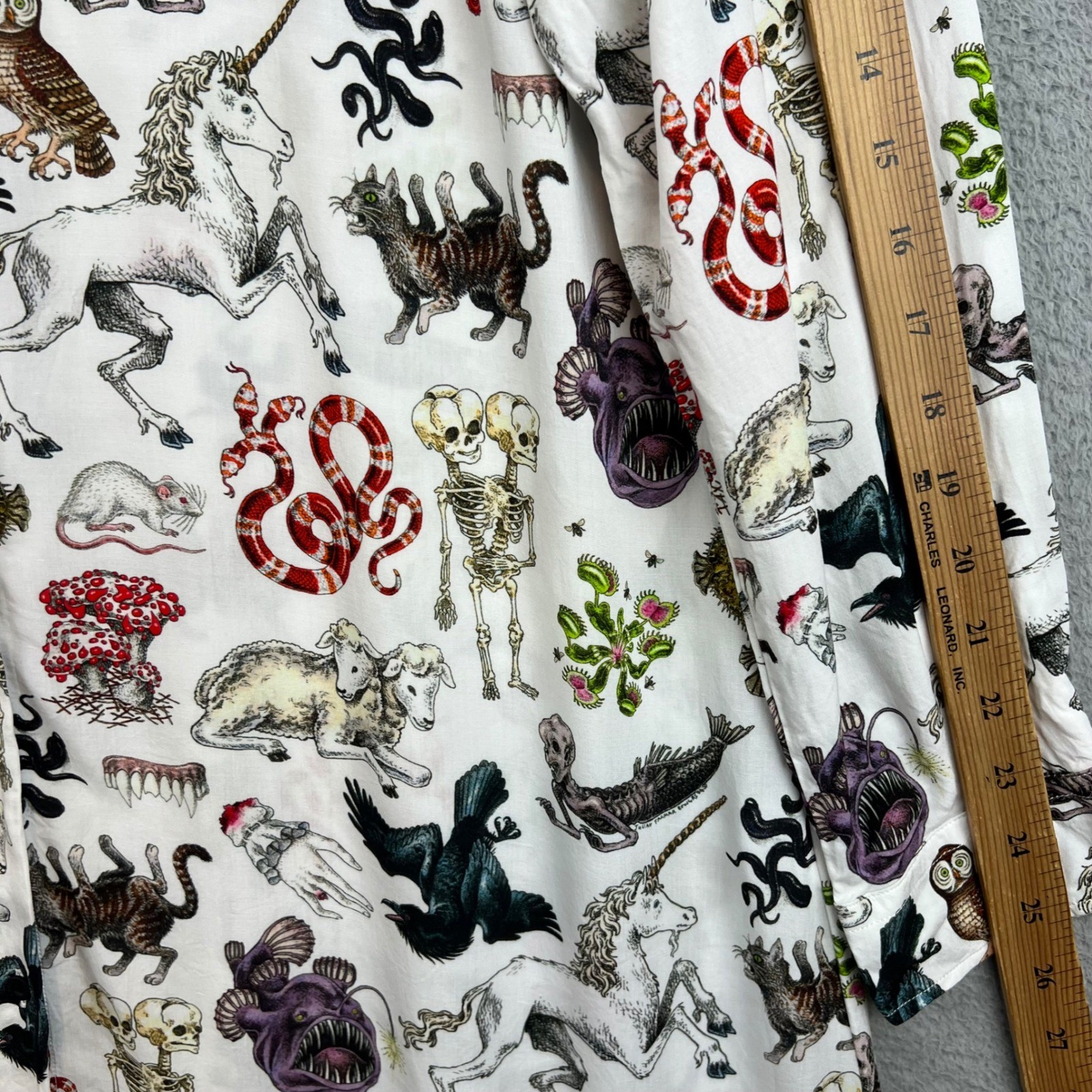 Pretty Snake Mythical Creatures Rayon Button Down Shirt Dress White XL