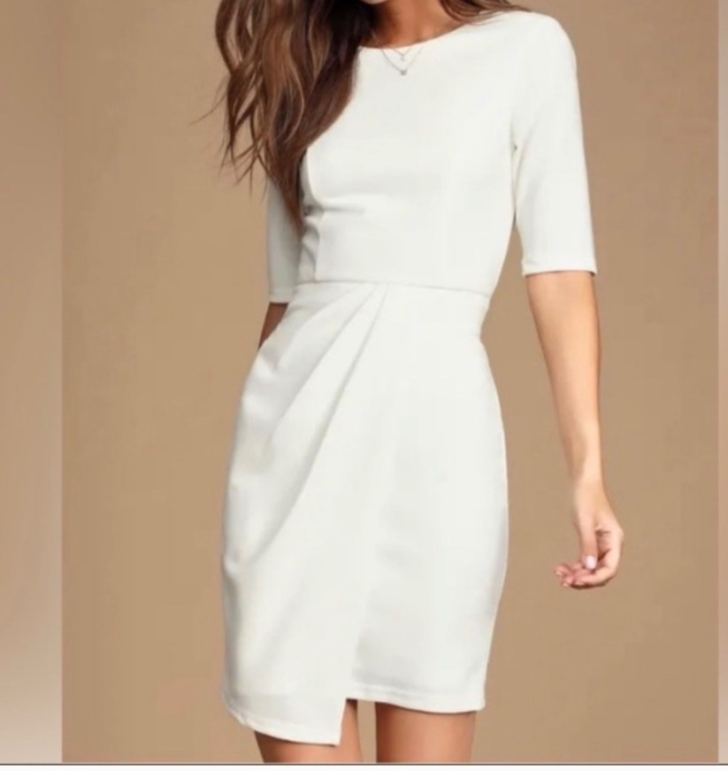 LULUS Westwood White Half Sleeve Sheath Dress, Size S