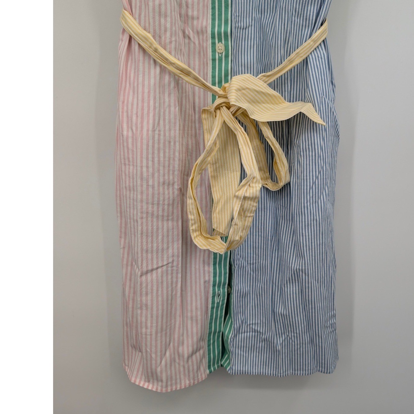 J. Crew Striped Tie Waist Shirt Dress Sleeveless Colorblock Women’s Sz 14