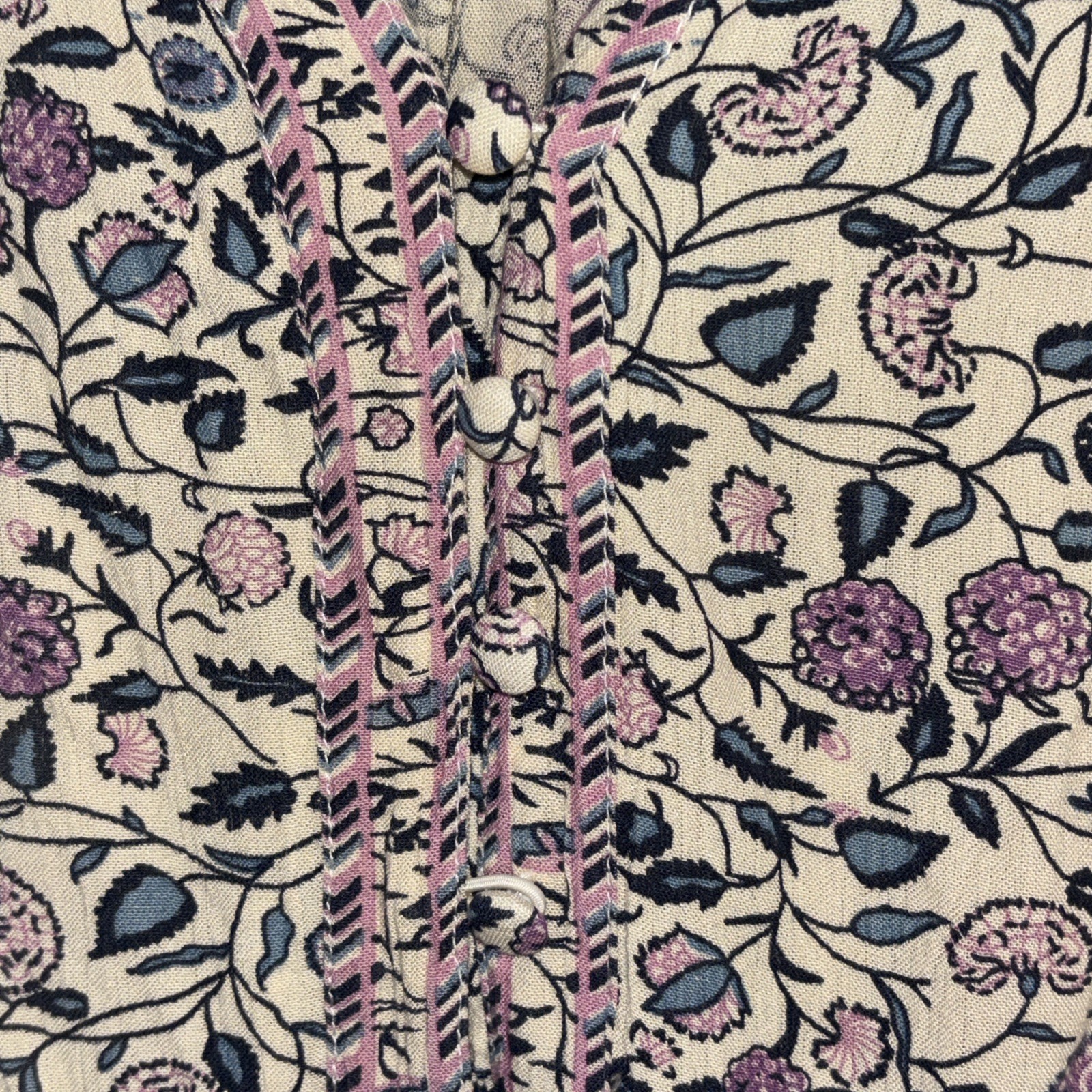 Japna Boho Button Front Long Sleeve Mini Dress Size S Ruffled Bottom Paisley EUC