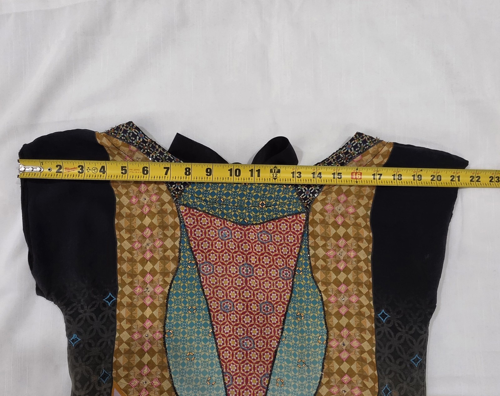 Anthropologie Tanvi Kedia Avizeh Black Motif Patchwork Boho Beaded Dress XS