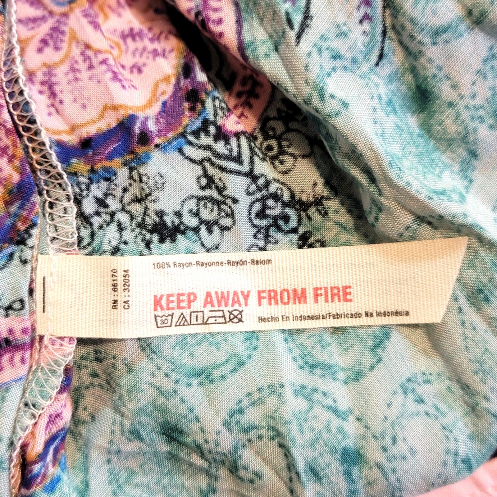 Free People NWT Paisley Boho Asymmetrical Tie Waist Dress Pink Teal Orange M