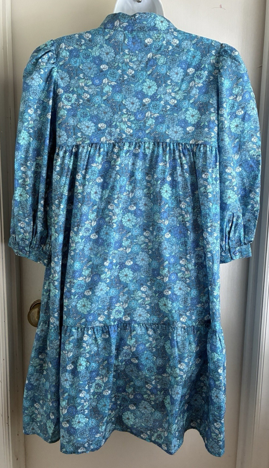 Tuckernuck Beverly Drive Blue Floral Cotton Mini Day Dress Shift XS