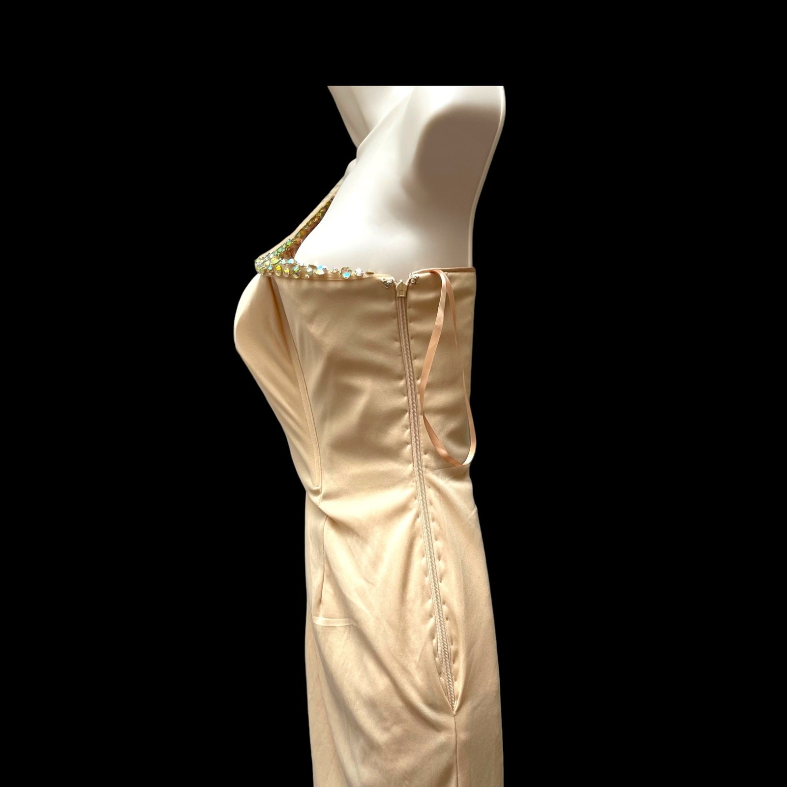 Dancing Queen Gold Sequin w Crystals One Shoulder Goddess Long Formal Dress XS