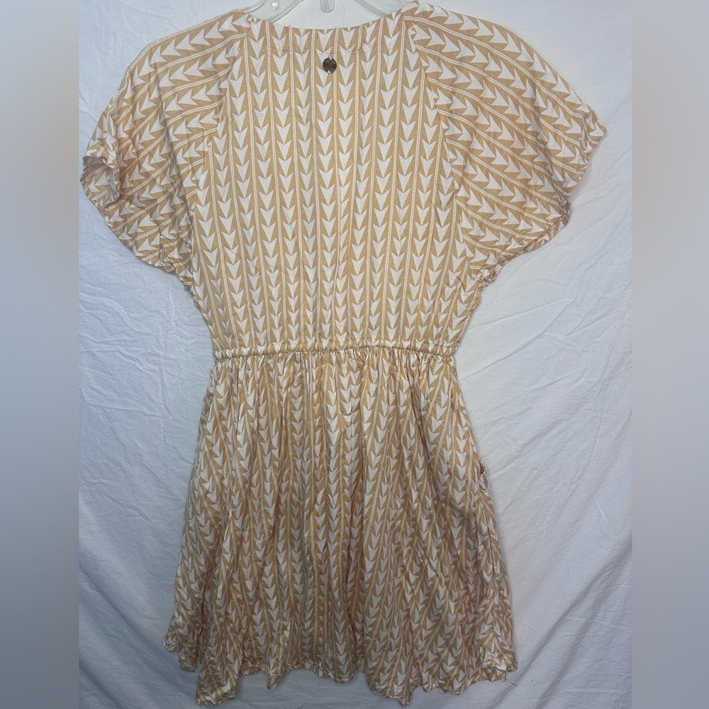 Rip Curl XS Mustard Cream Geometric Print Dress w/ Pockets