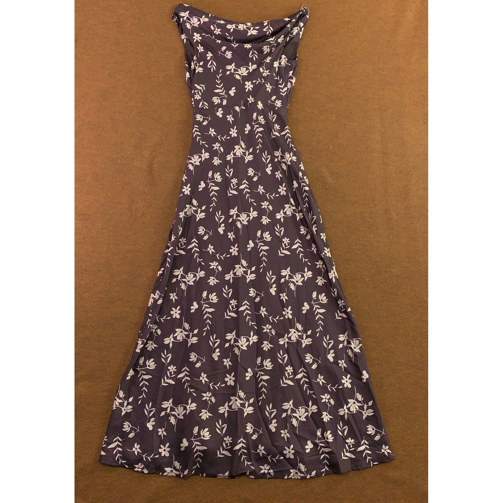 Petal and Pup Womens Small Brown Cream Floral Zafira Cowl Neck Midi Dress NWT