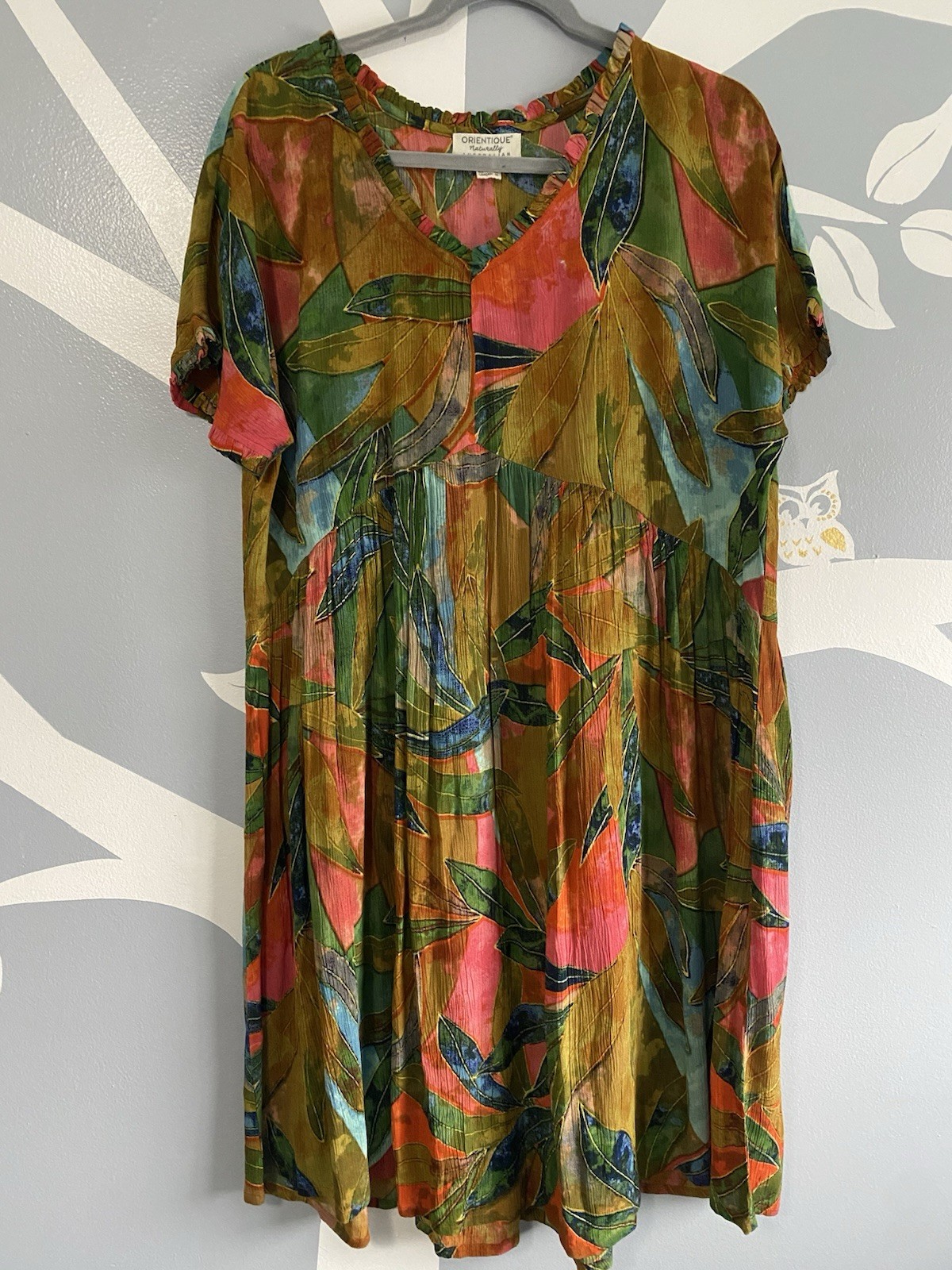 Orientique Naturally Australian Multicolored Tropical Floral Dress M Oversized