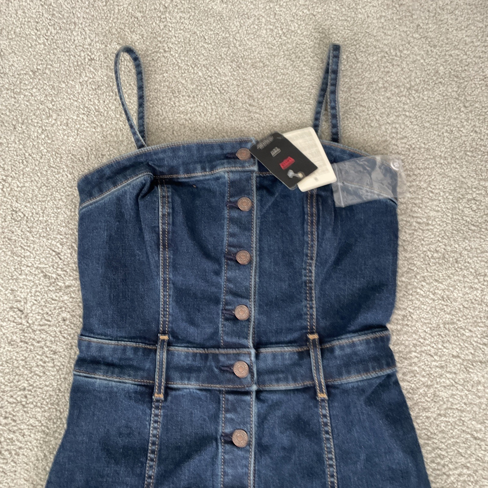 Levi’s Knee Length Slim Fit Bustier Denim Dress Skirt Corset Blue Sz. Medium