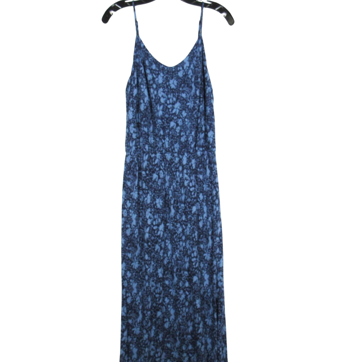 GAP Navy Blue FLORAL Elastic Waist ADJUSTABLE STRAPS Twill SUNDRESS/TANK DRESS M