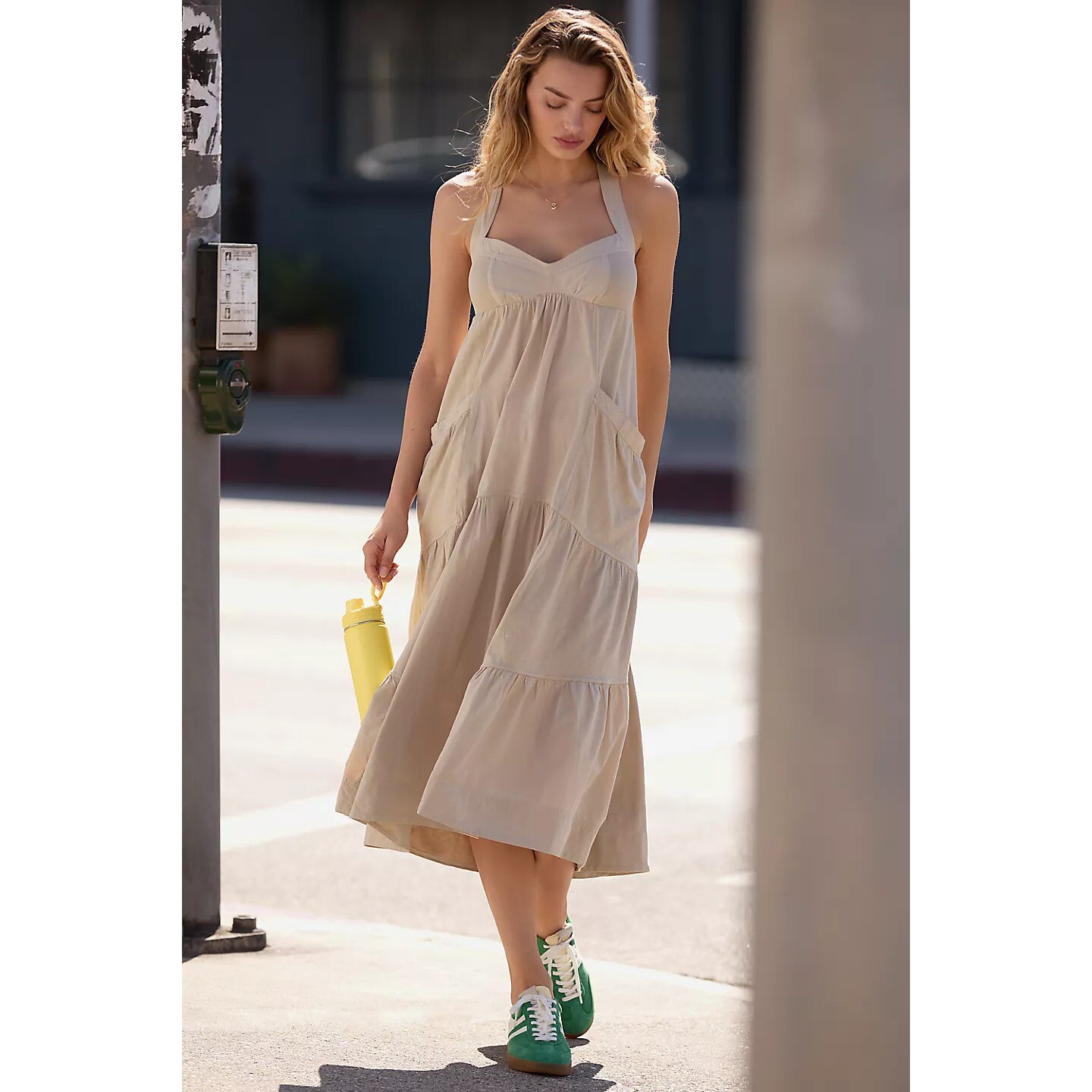 Daily Practice By Anthropologie Top Tier Utility Sweetheart Midi Dress S 280518