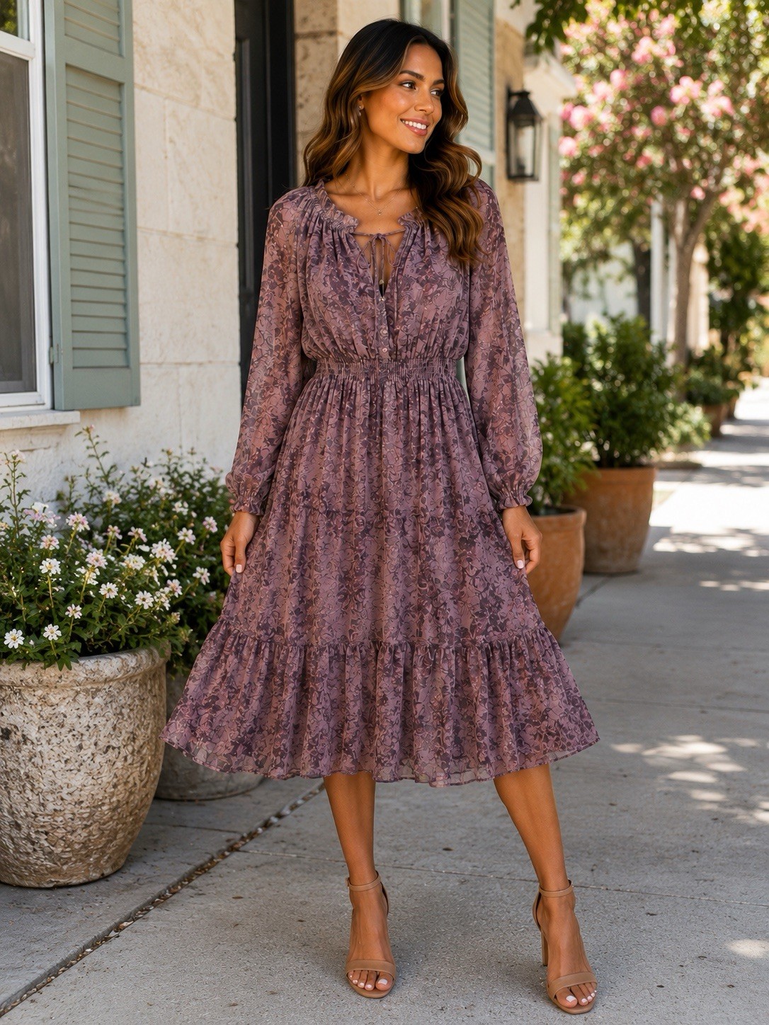 J. Flowers NWT Women’s Size Small Dusty Purple Floral Maxi Dress Long