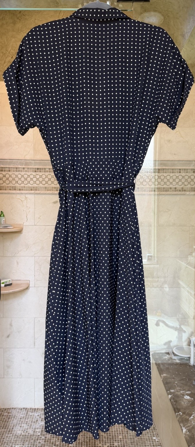 Lauren Ralph Lauren Polka-Dot Belted Crepe Dress Sz 10 NWT