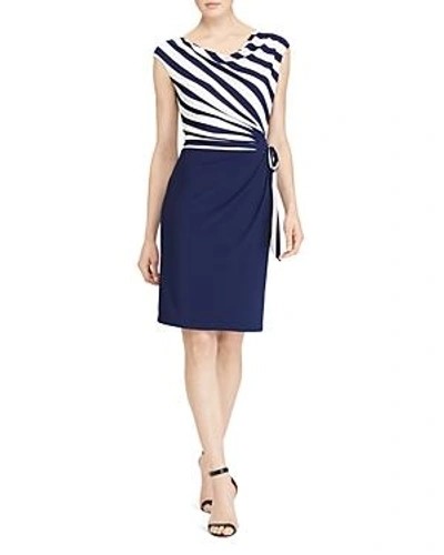 LAUREN Ralph Lauren Striped-Bodice Tie Waist Sheath Party Dress, 0