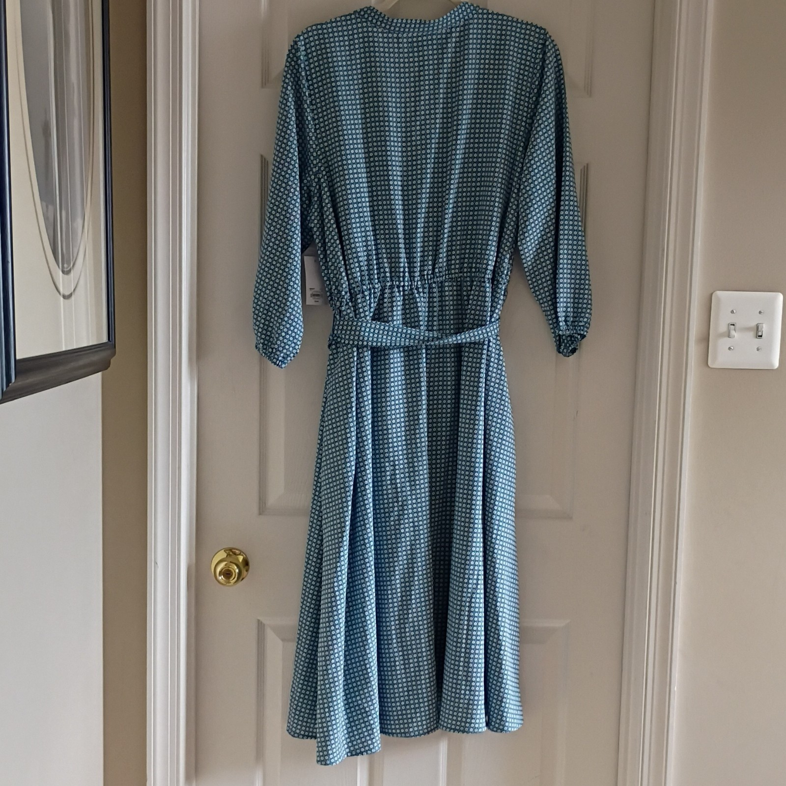 Croft & Barrow Women’s Geometric Shirt Dress Button-Front Belted XL Midi 3/4