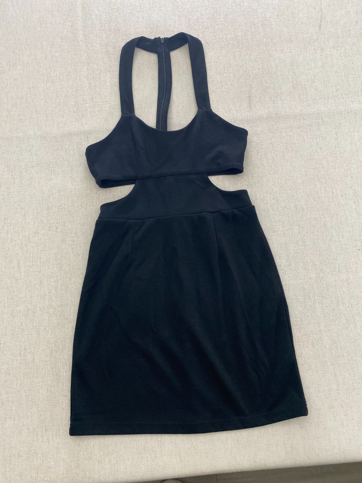 Dress Womens Small Black Cutout Bodycon Halter Neck Back Zipper Closure