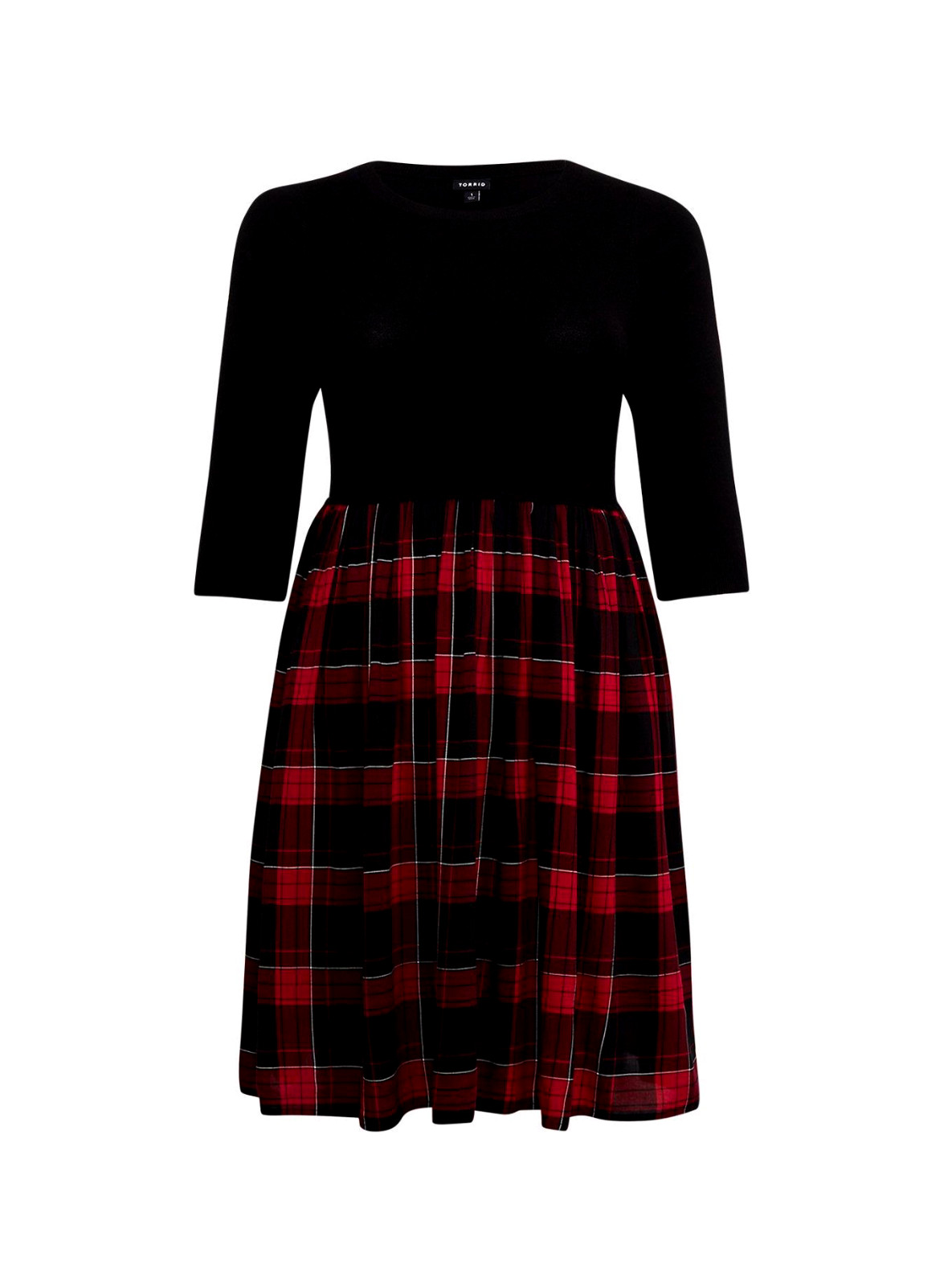 Torrid Mini Challis To Knit Dress Black and Red Plaid Size 0 12 Large NWT