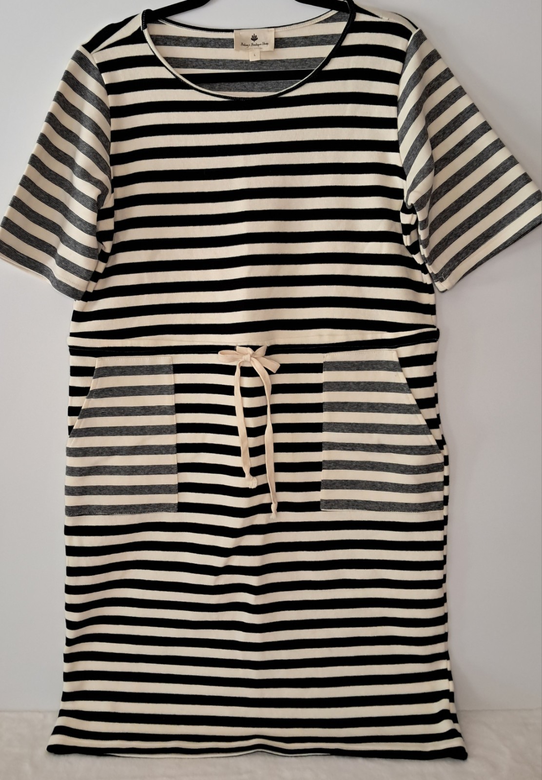 Betsey’s Boutique Shop Striped Dress Sz LG 2-tone Accents Y2K Steampunk Whimsy