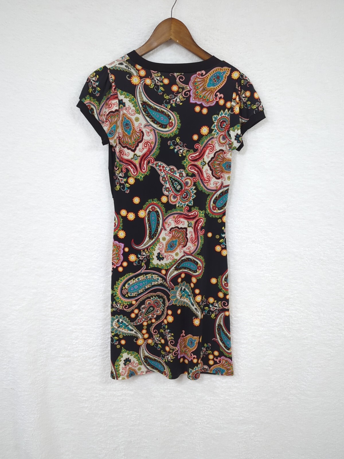 Lipstick Summer Dress Black Multicolor Paisley Design Made In USA Juniors Large