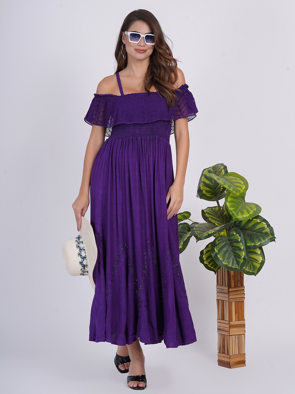 Women’s Off Shoulder Solid Net Layer Spaghetti Straps Party Dress Wholesale Mix
