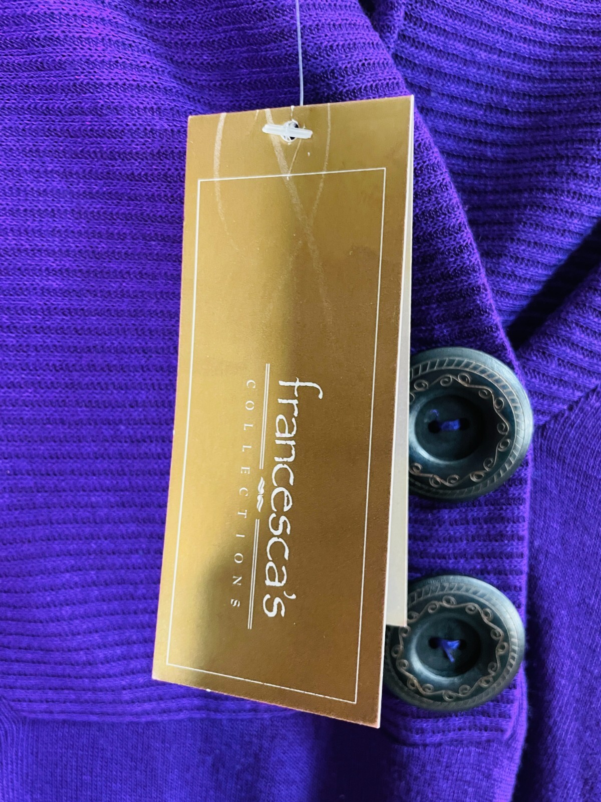 Francescas Dress Medium Purple Cuffed Sleeves Soft Button Up Turtle Neck