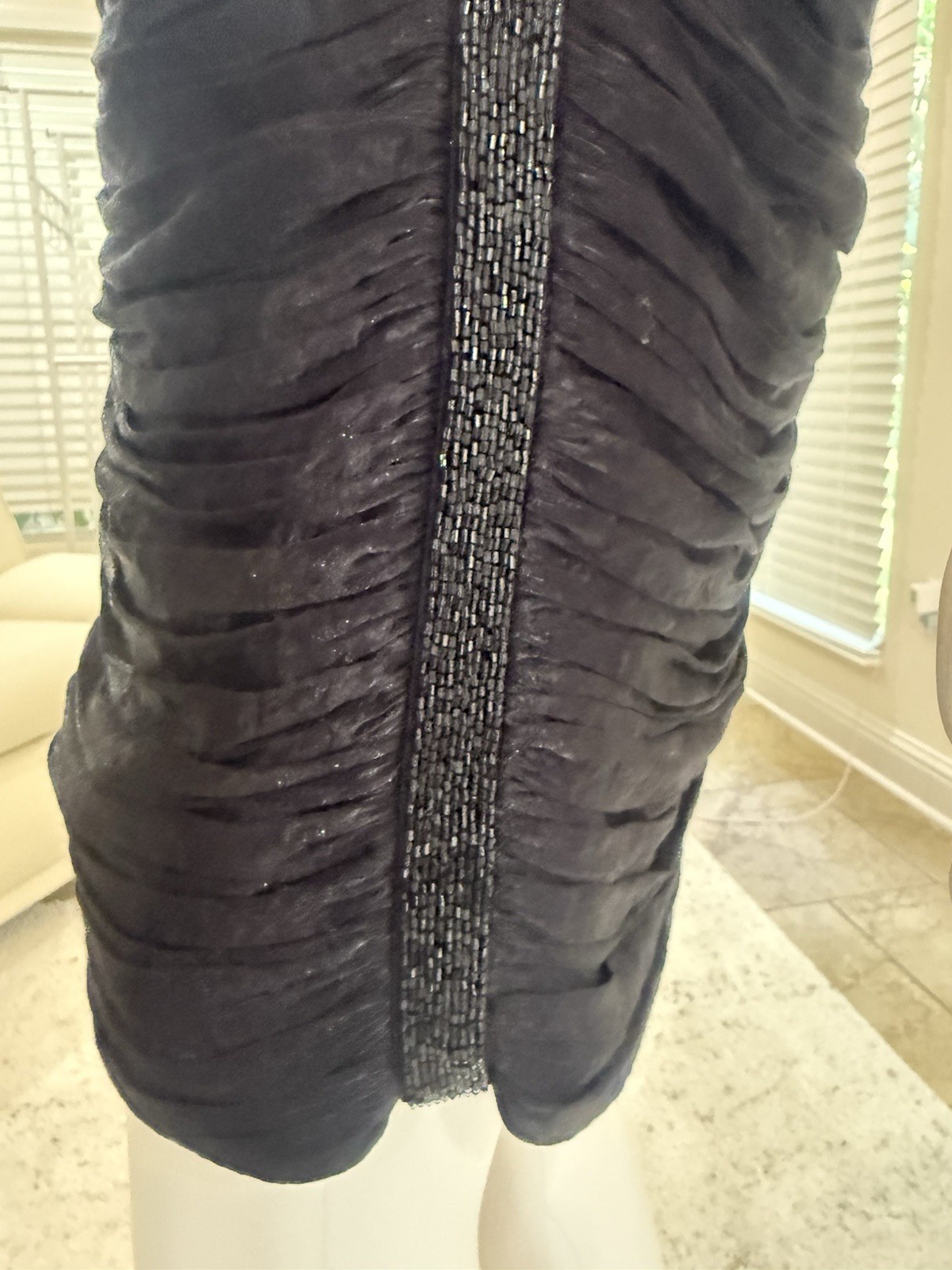 Laundry by Shelli Segal Black Satin Sweetheart Strapless Beaded Mini Dress Size2