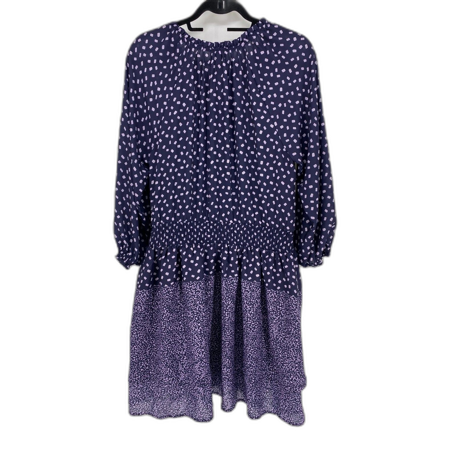 Bobeau blue purple dress rectangle dot womens Large
