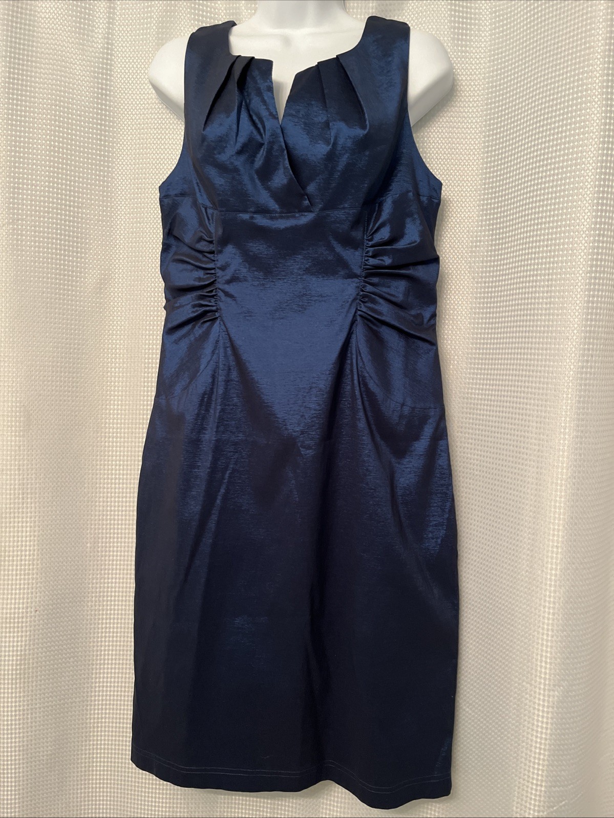 Blue color shift Dress 10 metallic sheath knee length sleeveless