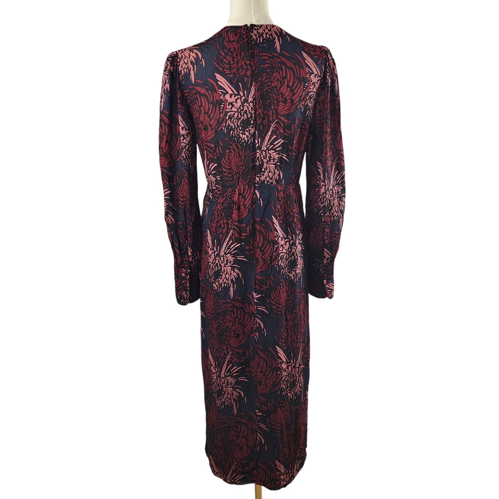 A.L.C. Size 4 RTR Bailey 100% Silk Midi Dress V-Neck Front Slit Floral Print
