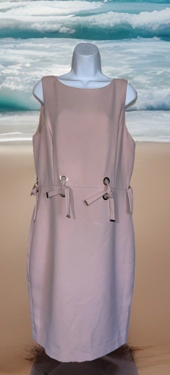 Badgley Mischka Midi Dress Women 12 Blush Pink Sleeveless Elegant Classy