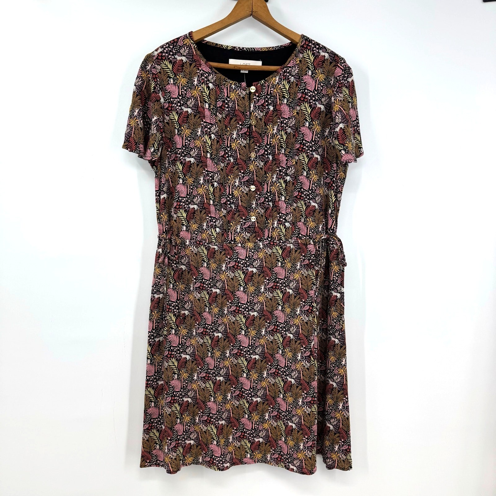 NEW LOFT Paradise Lost Dress M Jungle Animal Print Cinch Waist Twee Teacher Jess
