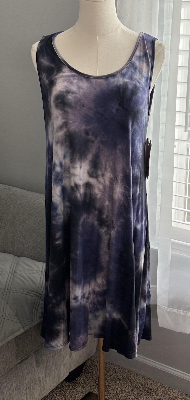 SJS Sleeveless Swing Dress Purple Tie Dye Size Small