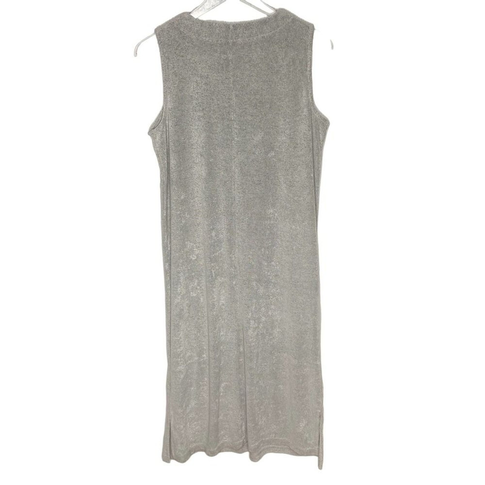 Silver Sleeveless Vneck Maxi Soft Terry cloth Sheath Large Summer Lounge Beach