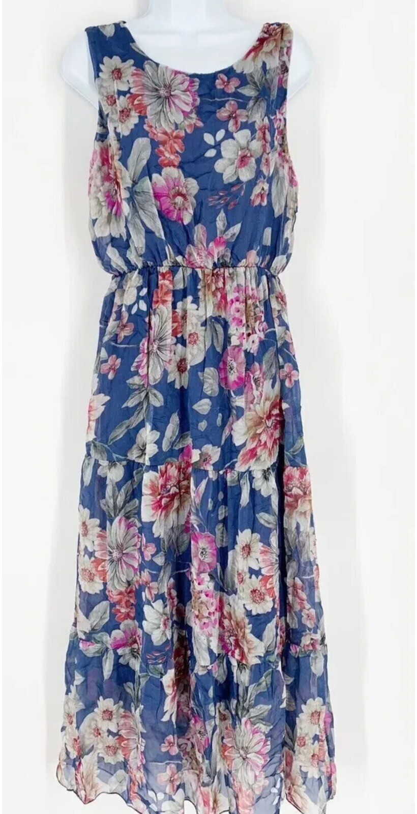 LARA G by Lara Guidotti Garden Floral Airy Silk Blend Maxi Dress sz L Fairy New!