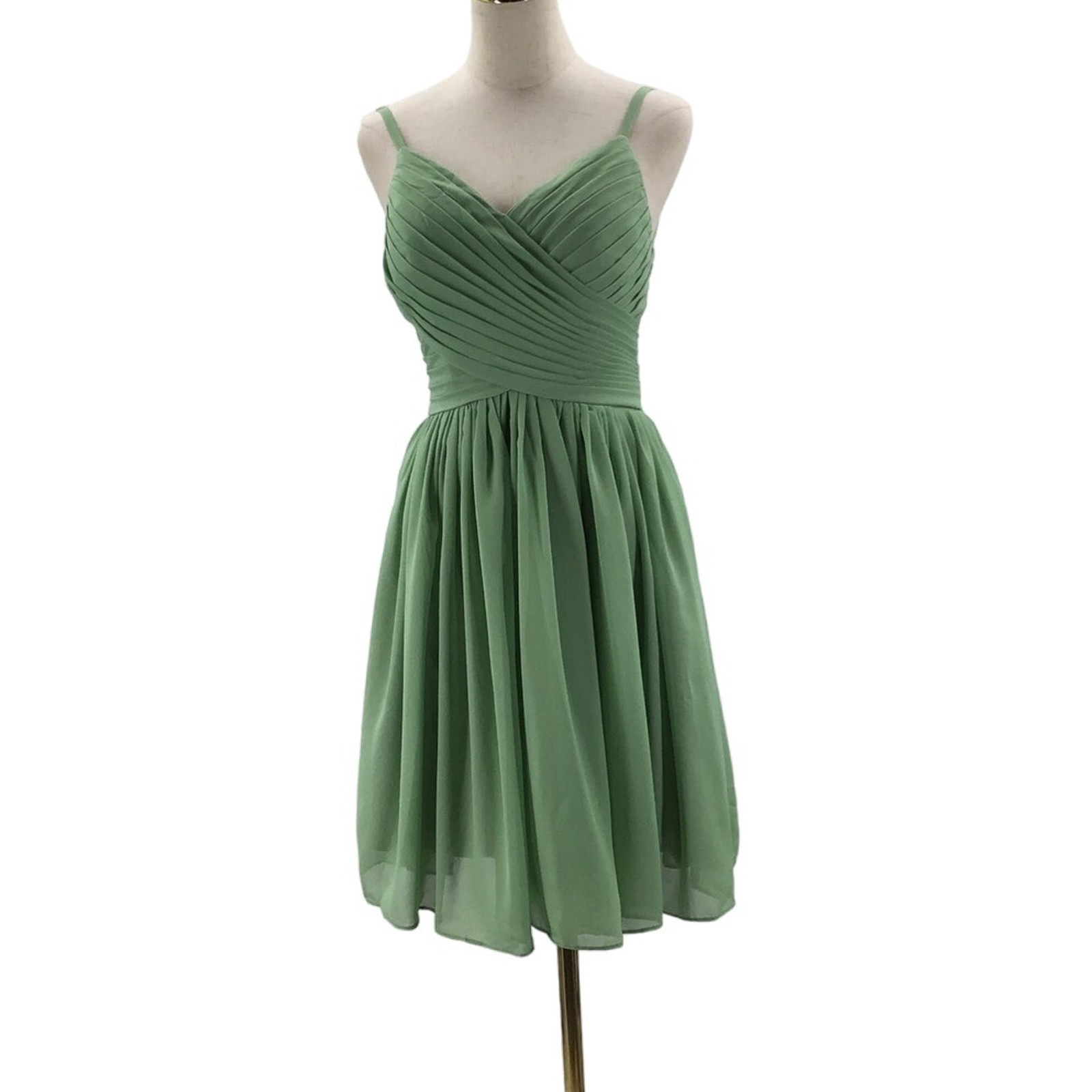 RYANTH Sz S Green Sleeveless Pleated Lace up Knee Length Party Dress NWT B42