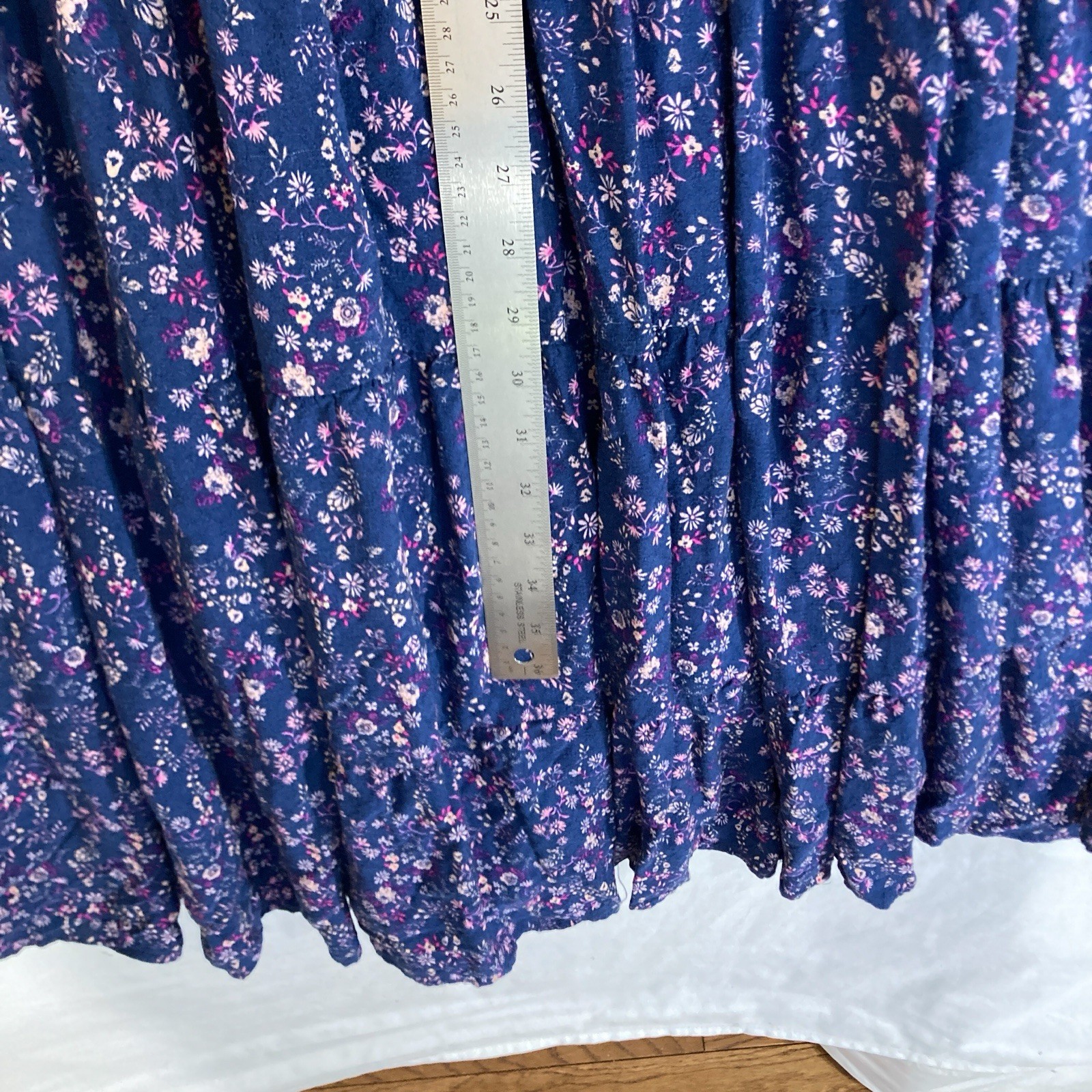 Penelope Rose Drop Waist Prairie Cottage Ditsy Floral Smocked Navy Dress Women S