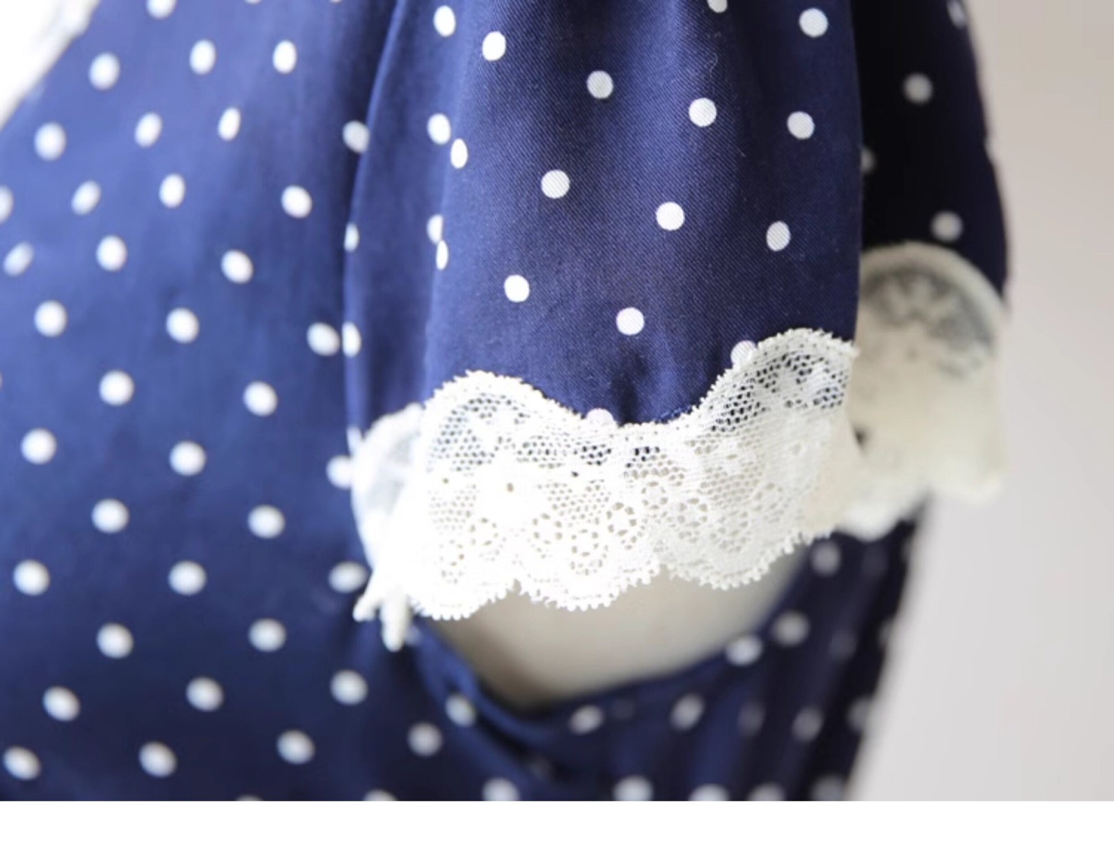 RIXO LONDON Retro Polka Dot Lace Trim V Neck Tie Waist Bias Cut Midi Dress