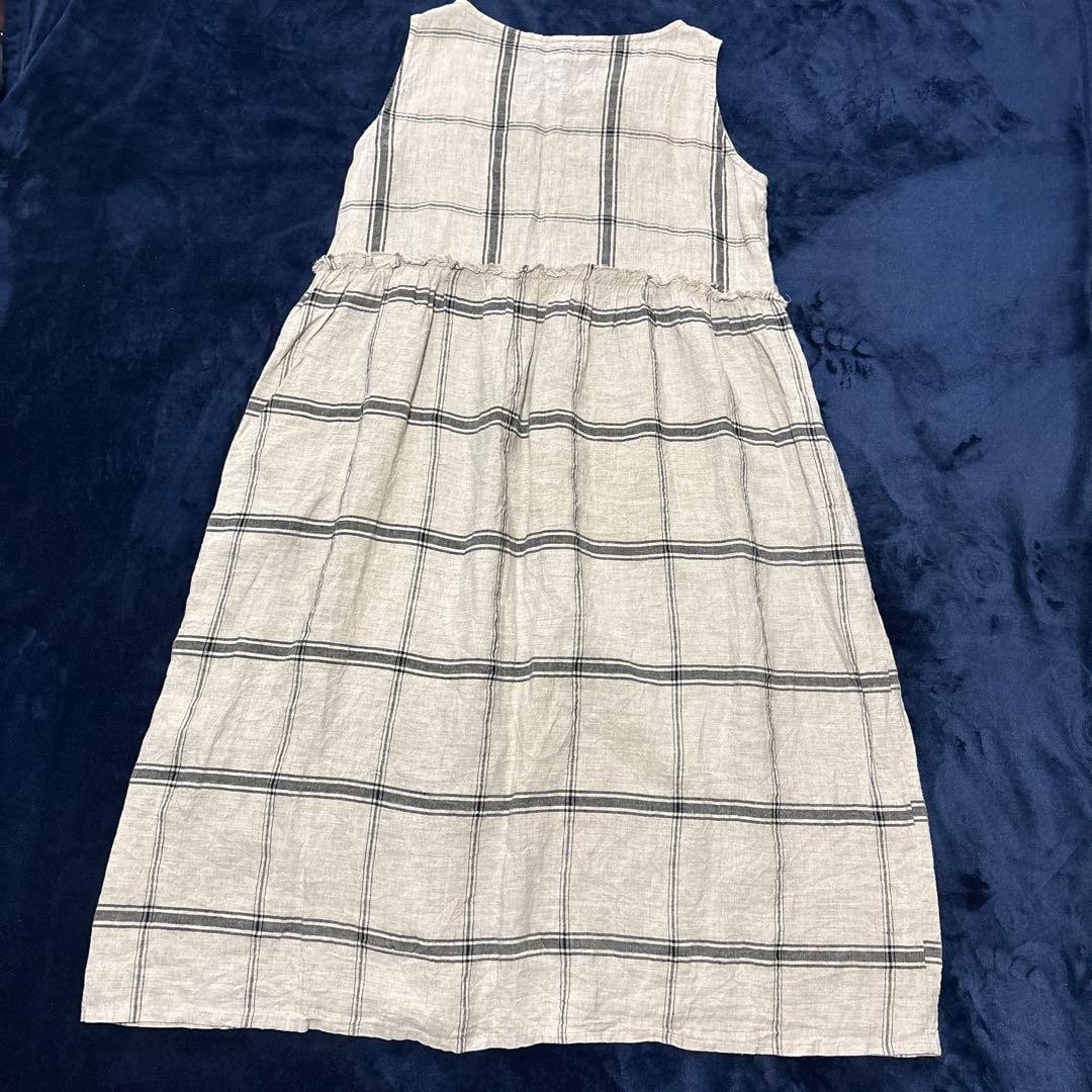 ICHI Antiquités Linen Gathered Sleeveless Dress 52cm 20.5in Width 112cm 44.1in