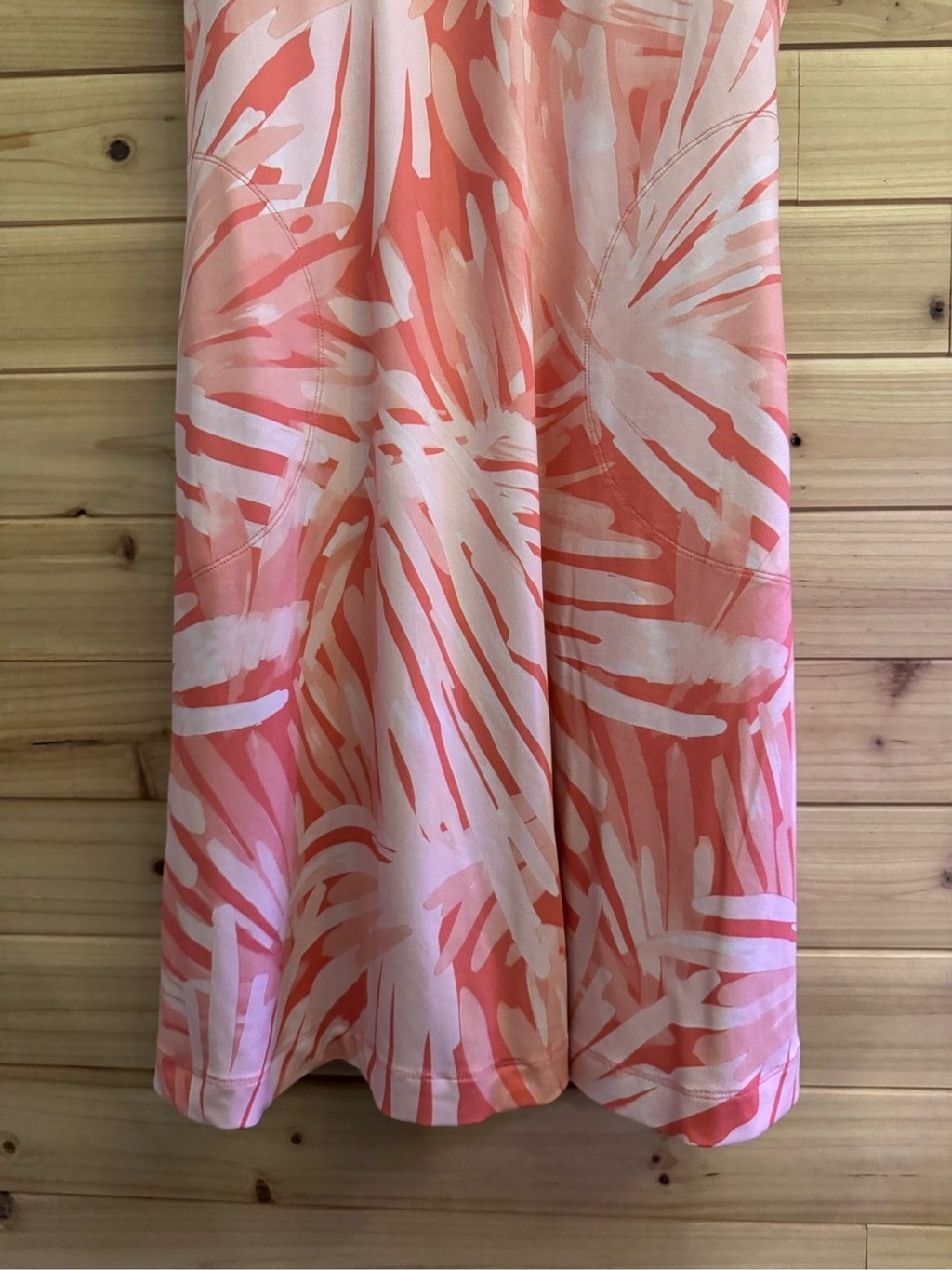 Title Nine Large Peach Abstract Built In Bra Yes Active Stretchy Dress Pockets