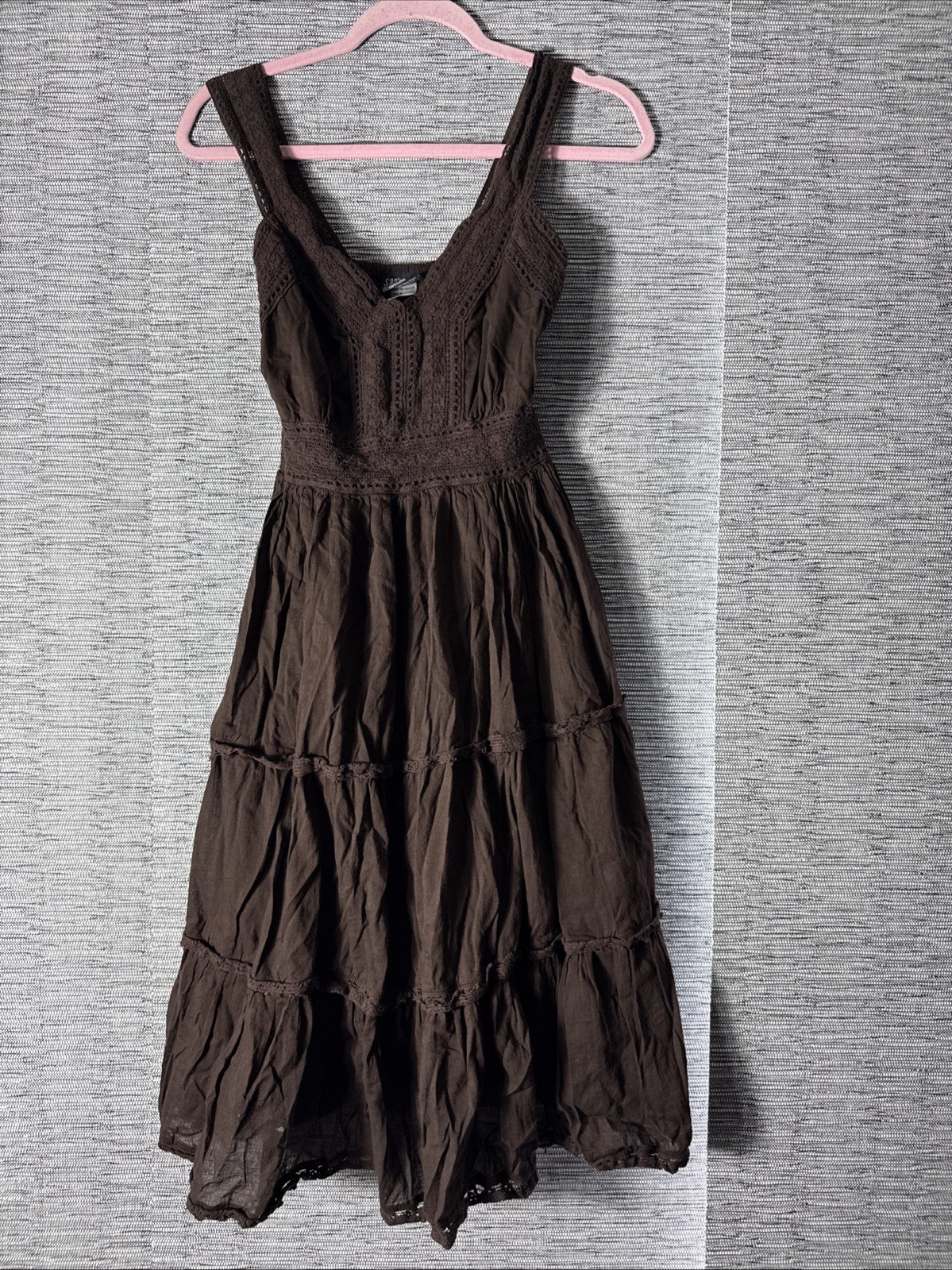 Sakkas Presta Roman Sleeveless Lined Tank Top Boho Dress, Brown, Small