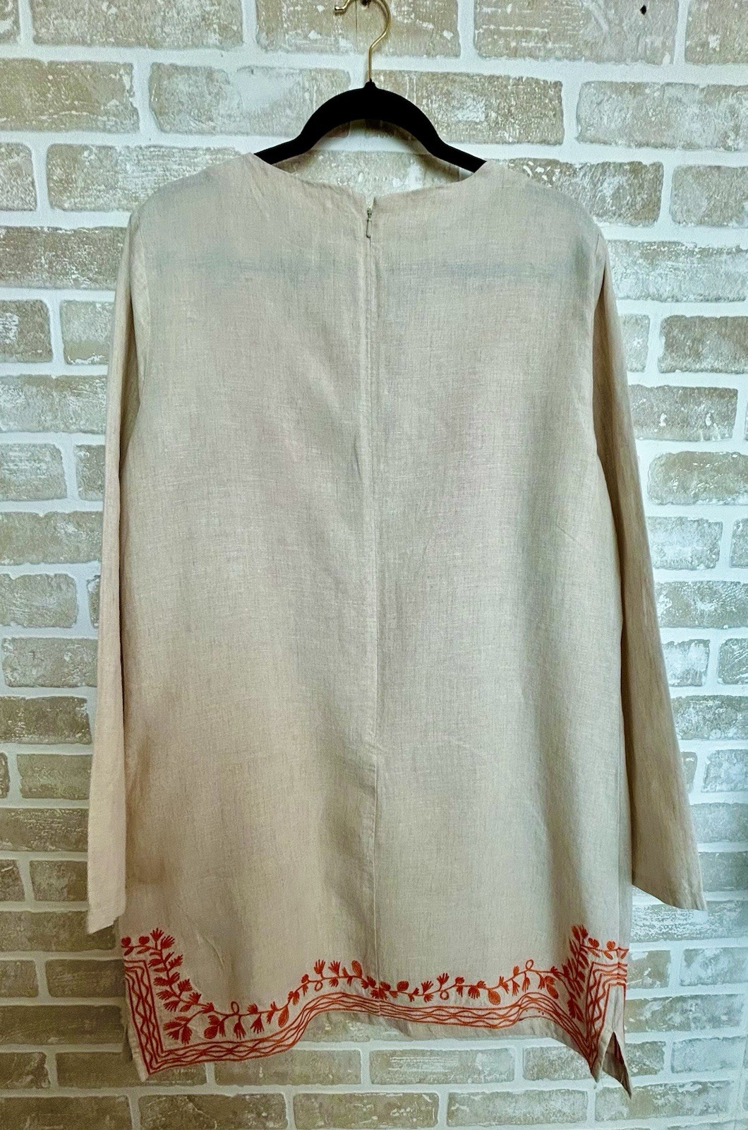 Michael Michael Kors Beige Orange Floral Embroidered Zip Short Dress XL