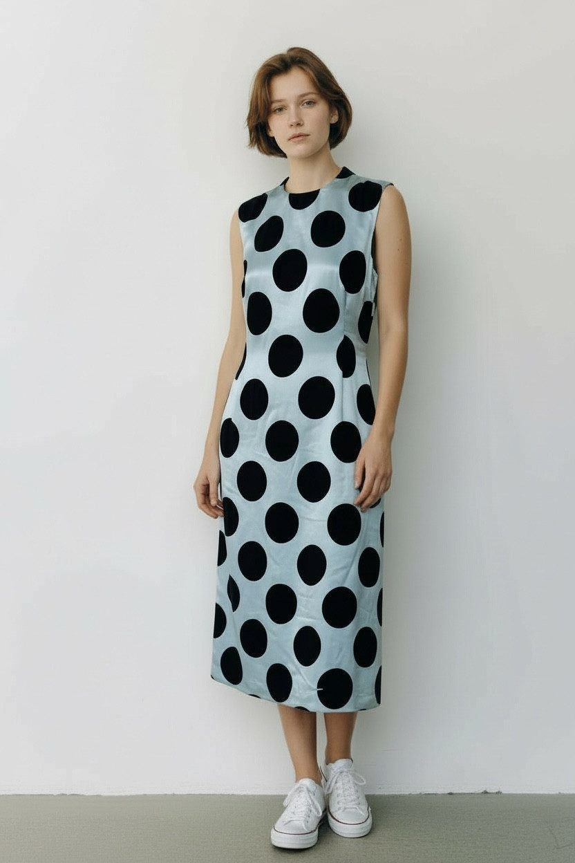 Toga Pulla Dress Sheath 36 S Polka Dot Japan Designer Retro 50s Avant Garde Flaw