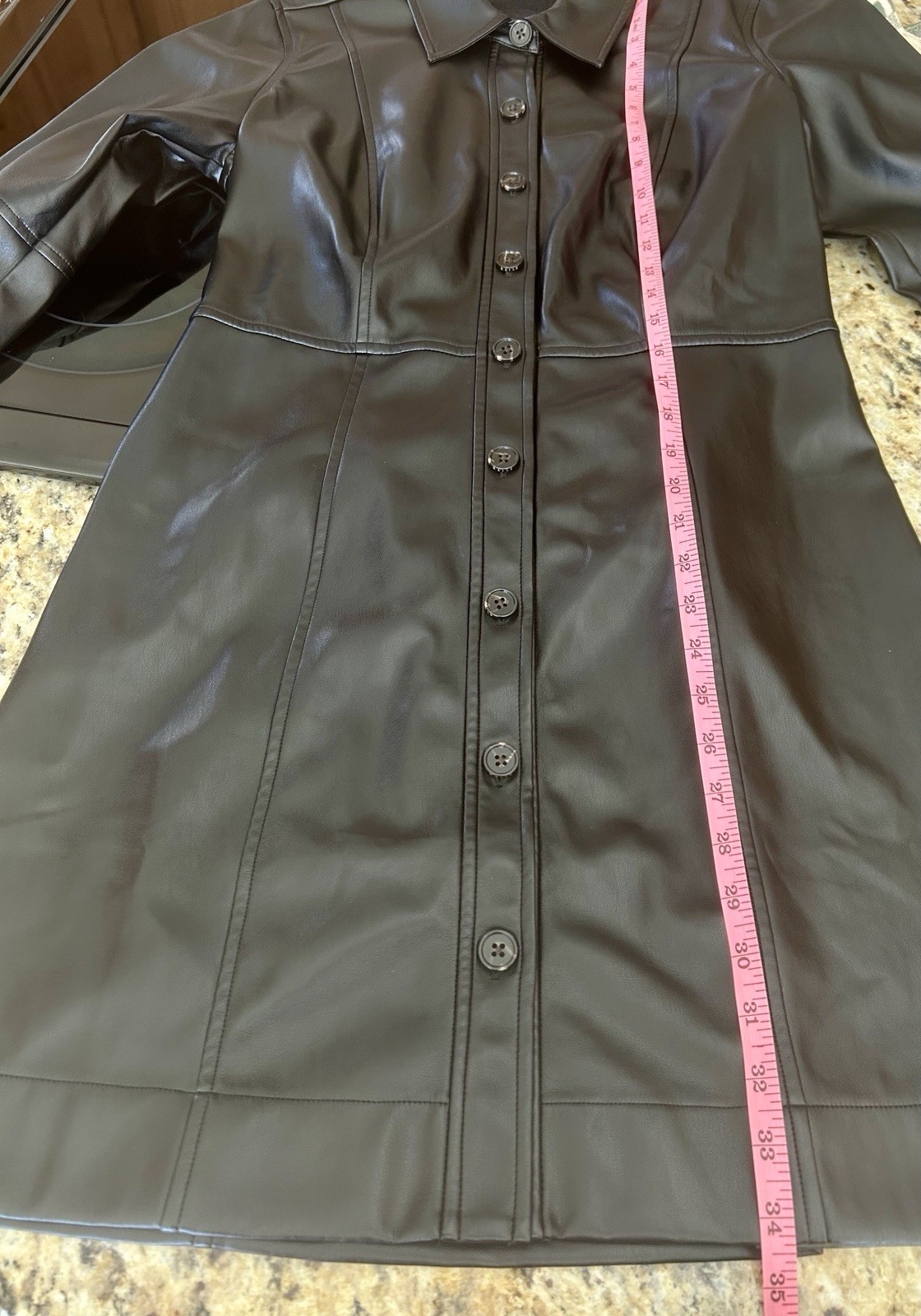 !! NEW !! Rails Ruby Faux Leather Long Sleeve Mini Shirtdress Black SZ M