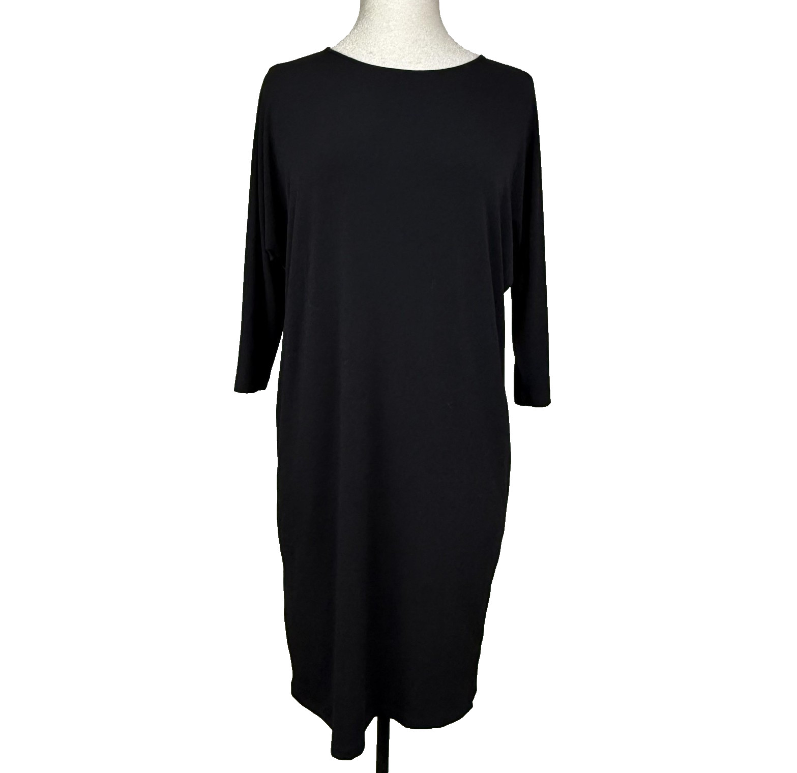 Lauren Ralph Lauren Dress Womens M Black Jersey Shift Minimalist Capsule Office