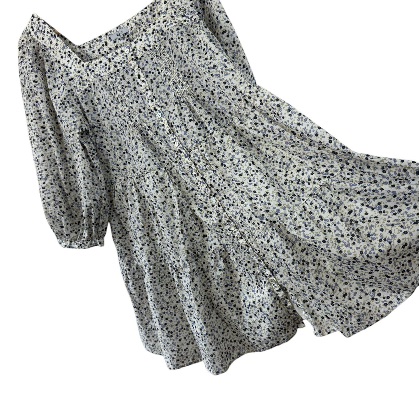 Rails Medium Pippa Watercolor Buds Dress Floral Midi Shell Button Front Womens