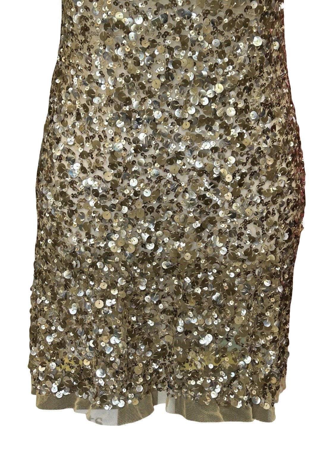 Arden B Gold Sequin Sheer Mesh Mini Dress XS S Party Glam Y2K Club Going Out