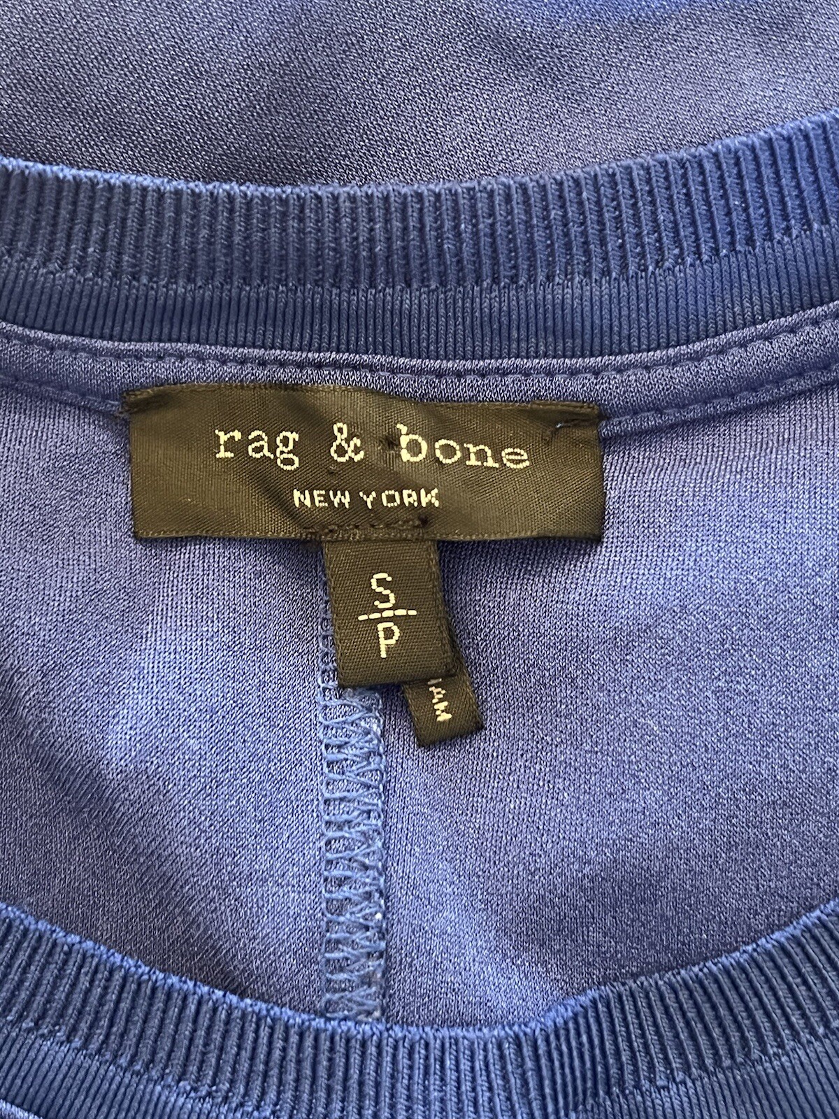 Rag & Bone Mitchell Blue Hook Loop Ruched Side Dress Stretch Minimalist Career S